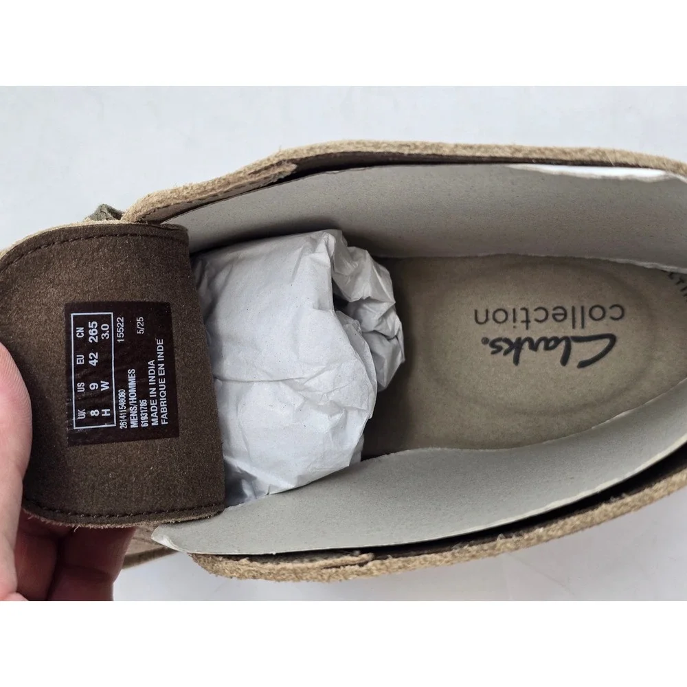 Clarks Bushacre 2 Chukka Boots Mens 9W Taupe Distressed Leather - New